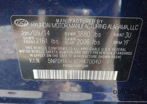 2014 Hyundai Elantra Se из США, поврежденный, VIN 5NPDH4AE6EH470040